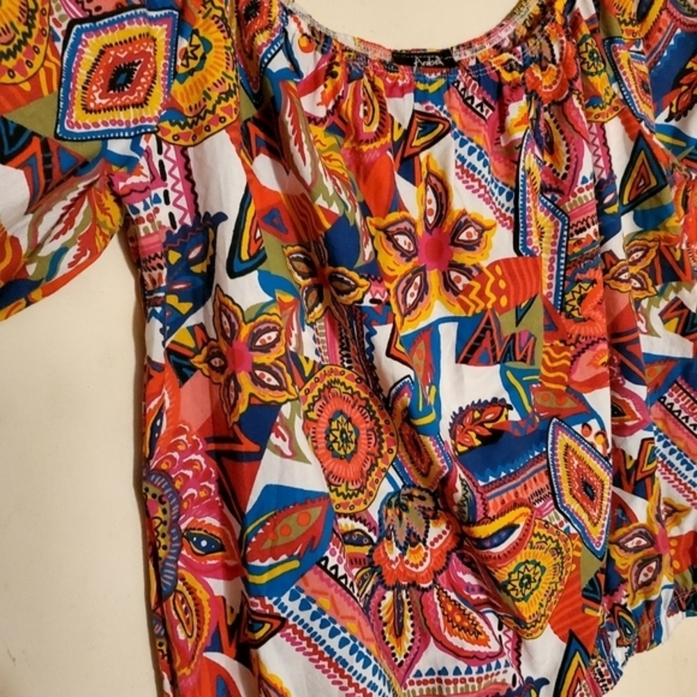 Arabella Bright Floral Tunic Top Shirt Women Size 3X Plus Size Pre-owned - Picture 4 of 12